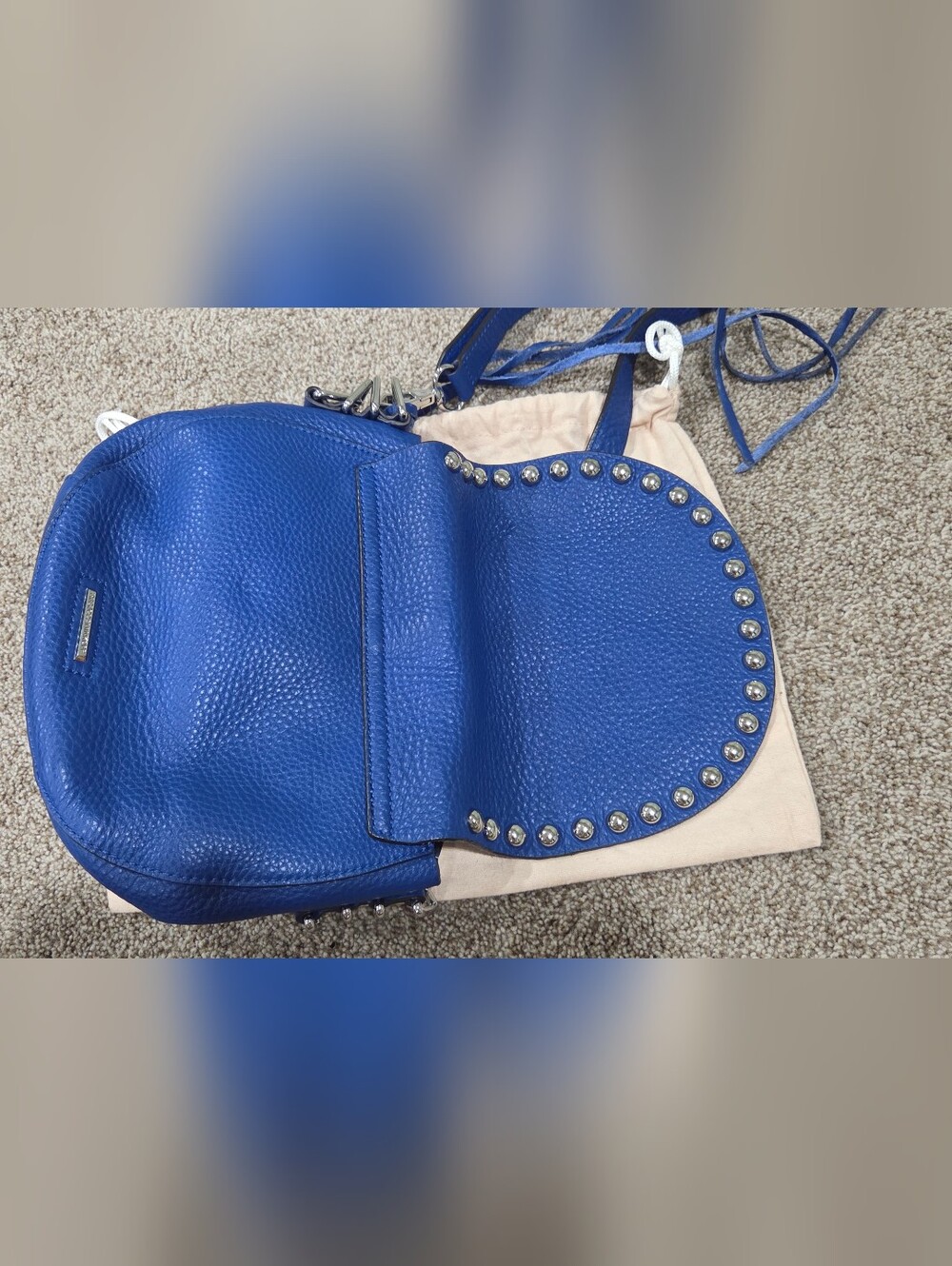 Rebecca Minkoff Royal Blue Pebbled Leather Unli Ed Saddle Bag. - Picture 7 of 8